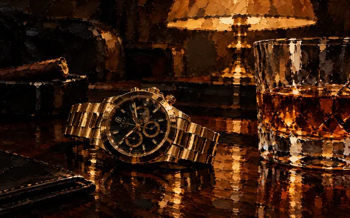 Gold Hour: Whisky, leather, a Daytona.